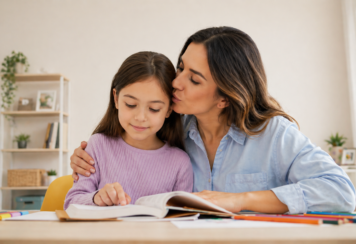 Parent and child sharing a warm homeschool reading moment